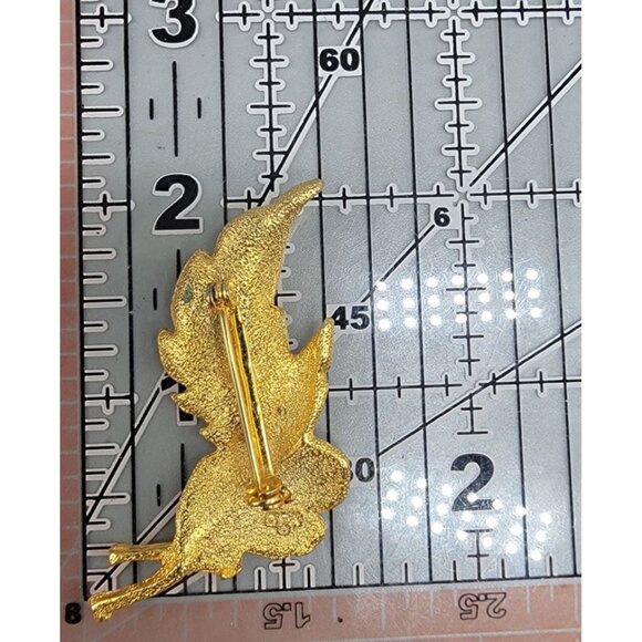 Dubarry Fifth Ave Double Leaf Brooch Textured Gold Vintage DBA High Collectible - Picture 6 of 8